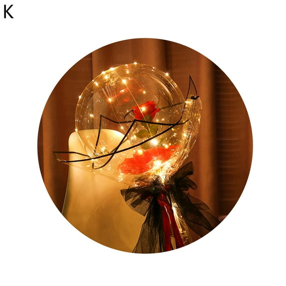 Biplut 1 Set Bobo Balloon Glowing Decorative Nice-looking Add Romantic Touch LED Flower Balloon for Valentine's Day (Type K)