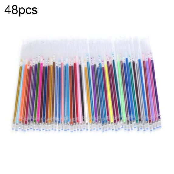 Biplut 12/24/36/48/100Pcs Multicolor 1mm Writing Painting Gel Pen Replaceable Refills (Random Color,48pcs)