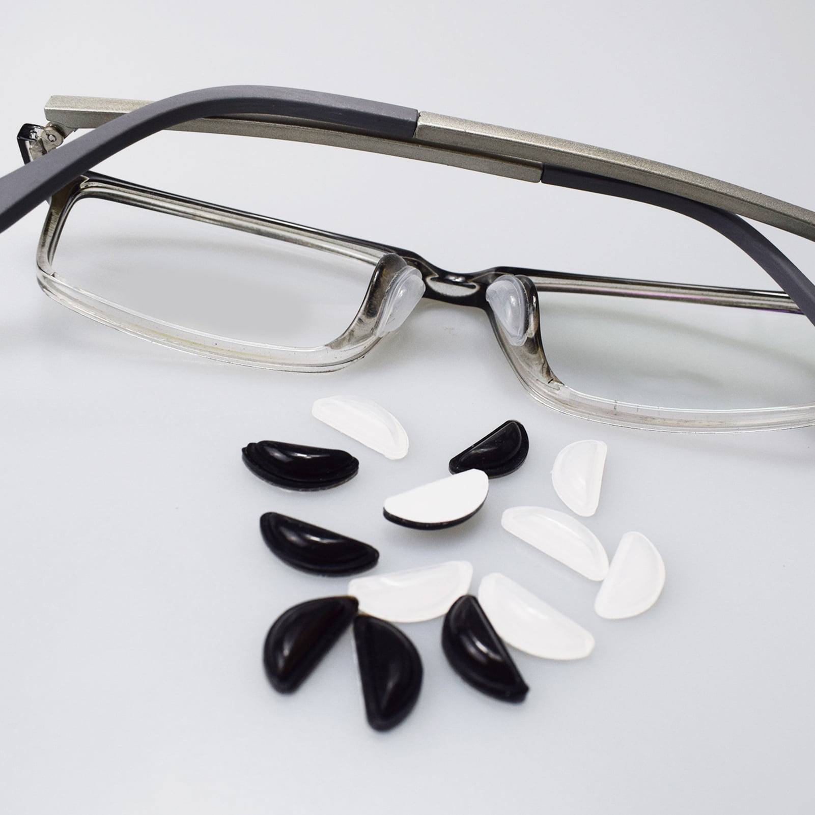 Biplut 12 Pairs Glasses Nose Pads Nonslip Half Moon Hollow Solid Color