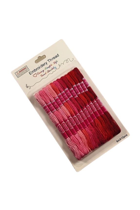 12Pcs/Pack Embroidery Thread Good Toughness Gradient Series Multi-color Strong Unfading Wear-resistant Cotton Rope Bracelet Making String Cross Stitch Floss Household Supplies (Red)