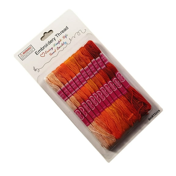 Biplut 12Pcs/Pack Embroidery Thread Good Toughness Gradient Series Multi-color Strong Unfading Wear-resistant Cotton Rope Bracelet Making String Cross Stitch Floss Household Supplies (Orange)