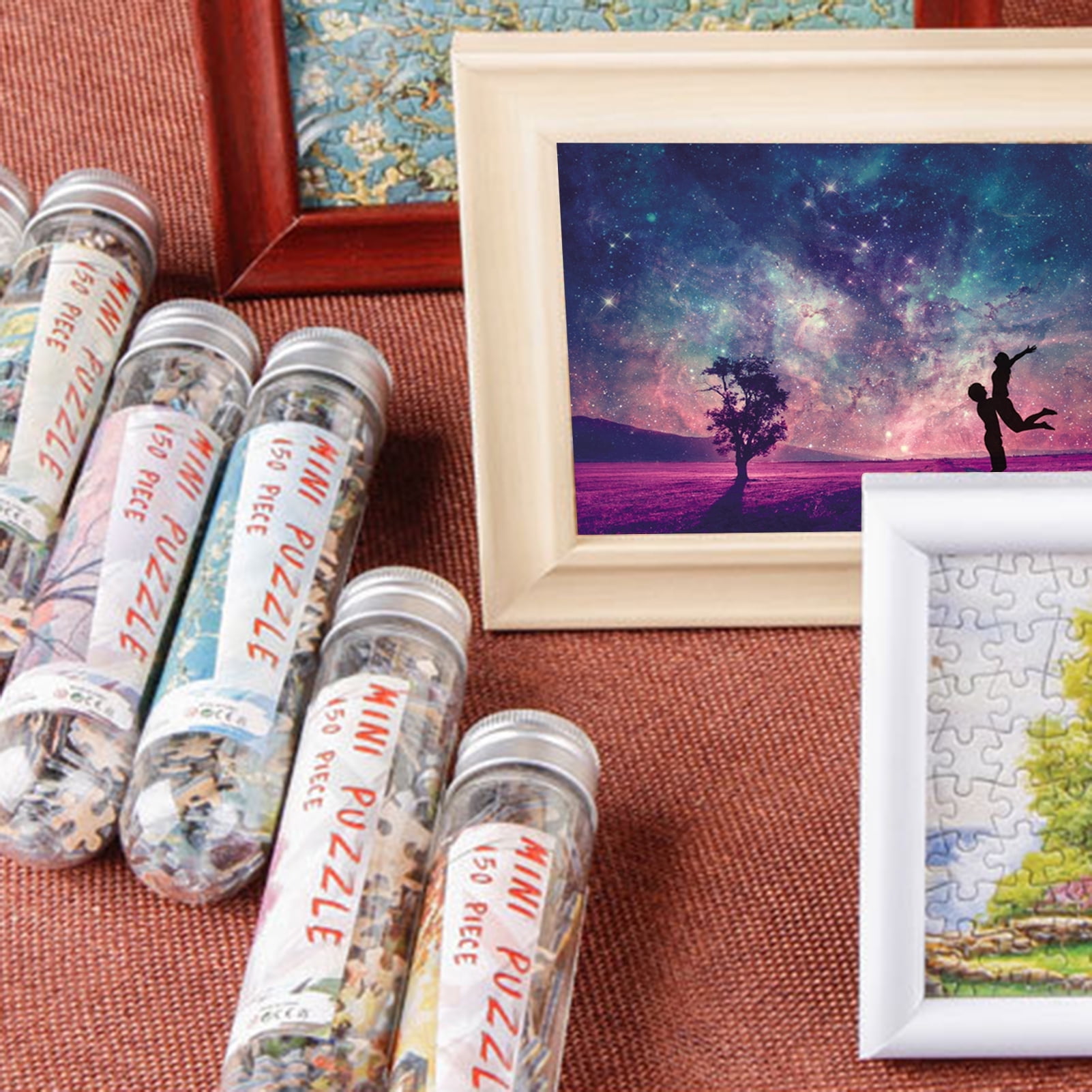 Biplut 150Pcs/Set Mini Sunrise Pocket Jigsaw Puzzles with Tube Bottle