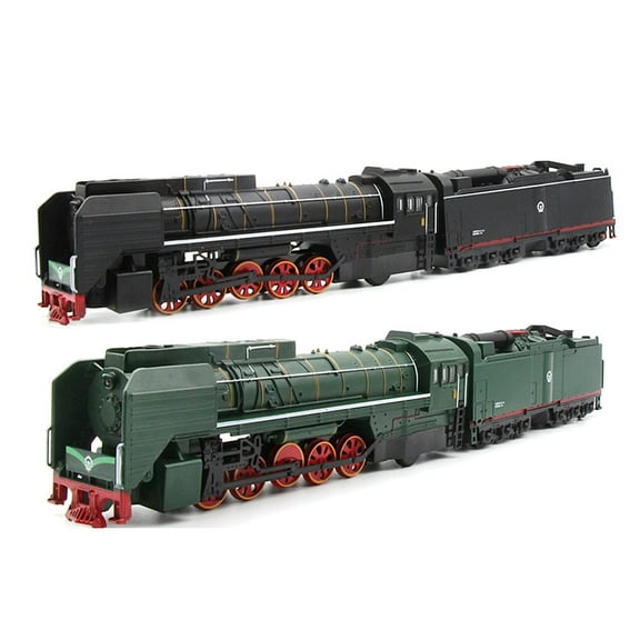 Biplut 2Pcs 1/87 Retro Steam Train Locomotive Carriage Pull Back Music LED Kids Toy