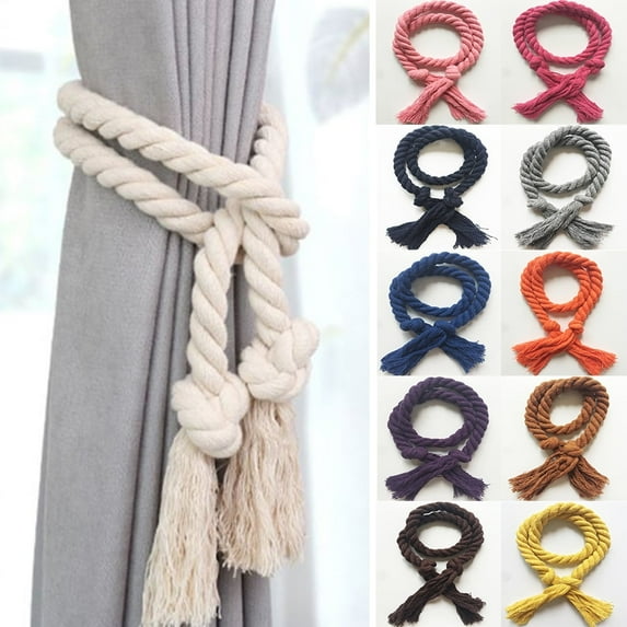 Biplut 2Pcs Curtain Rope Thick Tassel Decor Durable Curtain Tiebacks Simple Curtain Decorative Holdbacks Cotton Flax Straps Drapery Tieback for Window Accessories (Orange,85cm/33.46")