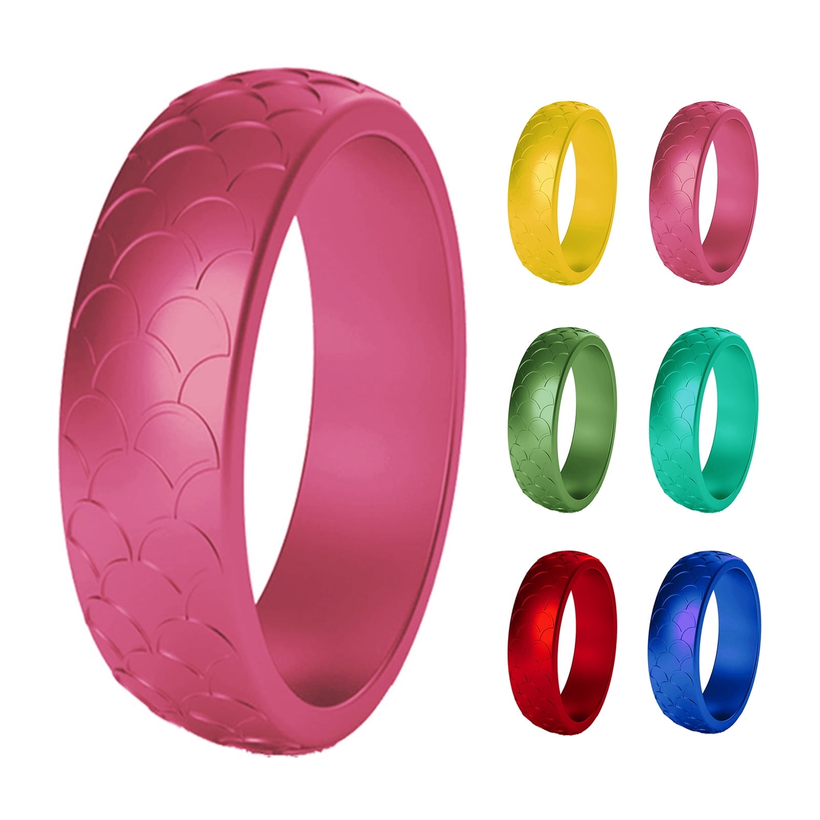 Biplut 2Pcs Women Fish scale Pattern Birthday Silicone Ring Wedding ...