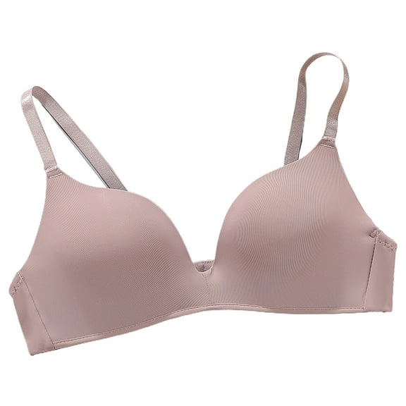 Biplut 3/4 Cup Pads Wire Free Adjustable Shoulder Straps Lady Bra Seamless Push Up Thin Underwear (Coffee,32A)