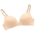 thumbnail image 1 of Biplut 3/4 Cup Pads Wire Free Adjustable Shoulder Straps Lady Bra Seamless Push Up Thin Underwear (Skin Color,32A), 1 of 13