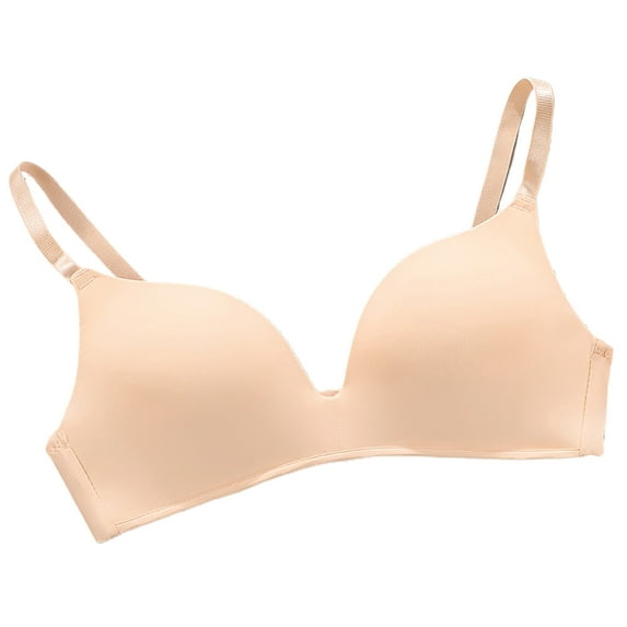 Biplut 3/4 Cup Pads Wire Free Adjustable Shoulder Straps Lady Bra Seamless Push Up Thin Underwear (Skin Color,32A)