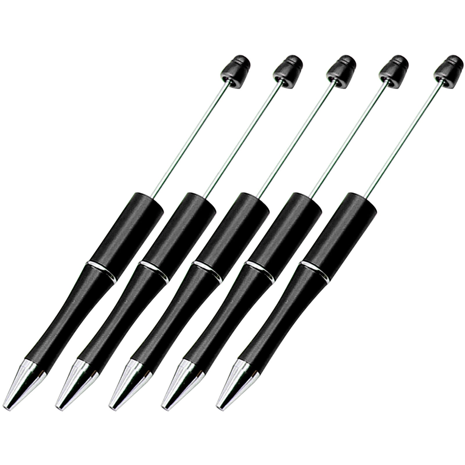 5PCS Plastic Solid Color Beadable Pen Bead Ballpoint Pen Black Ink