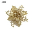thumbnail image 1 of Biplut 5Pcs 12cm Glitter Artificial Christmas Flower Home Xmas Ornaments New Year Gift (Golden), 1 of 11