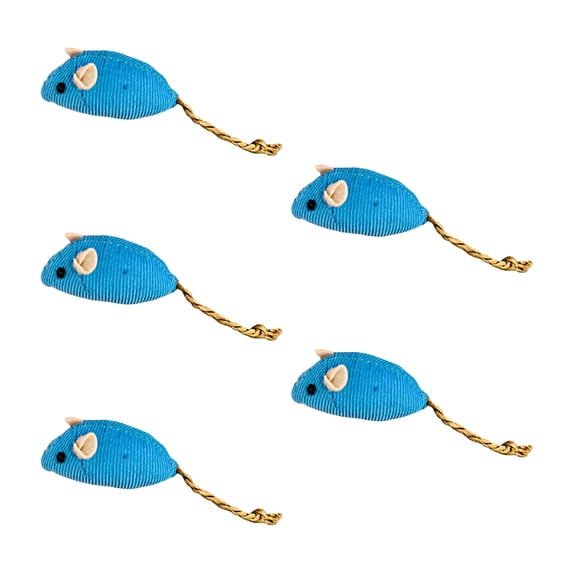 Biplut 5Pcs Teaser Toy Mouse Shape Interactive Lightweight Relieve Boredom Pet Teething Toy Cat Supplies (Blue)