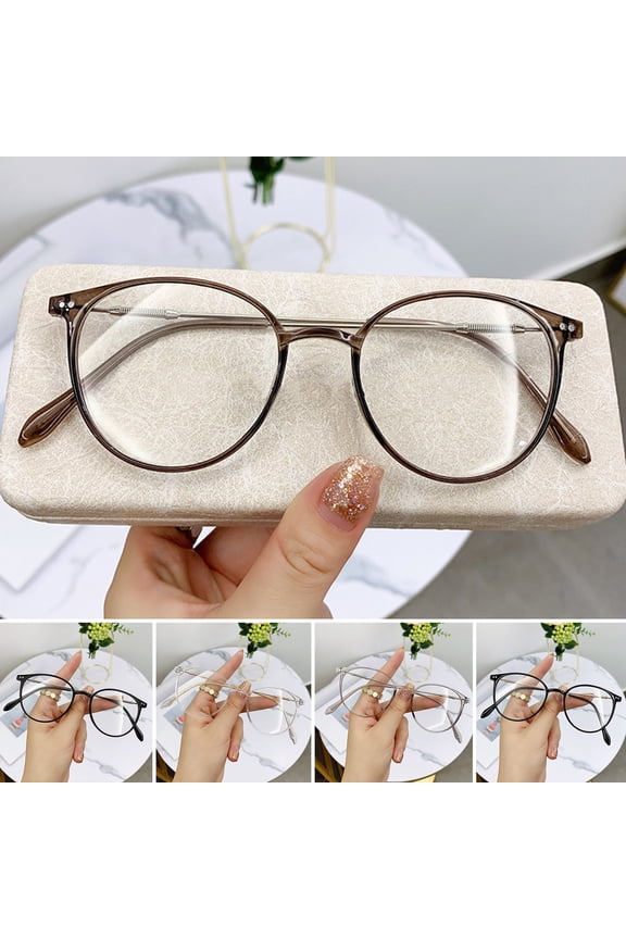 Anti Blue Light Glasses Anti Eyestrain Round Frame Anti-radiation No Degree Lightweight Eye Protection Eyewear Clear Lens Fake Computer Eyeglasses for Office