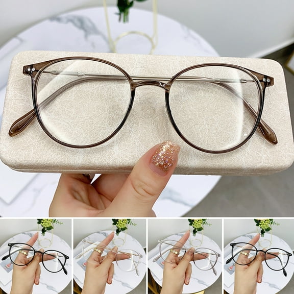Biplut Anti Blue Light Glasses Anti Eyestrain Round Frame Anti-radiation No Degree Lightweight Eye Protection Eyewear Clear Lens Fake Computer Eyeglasses for Office