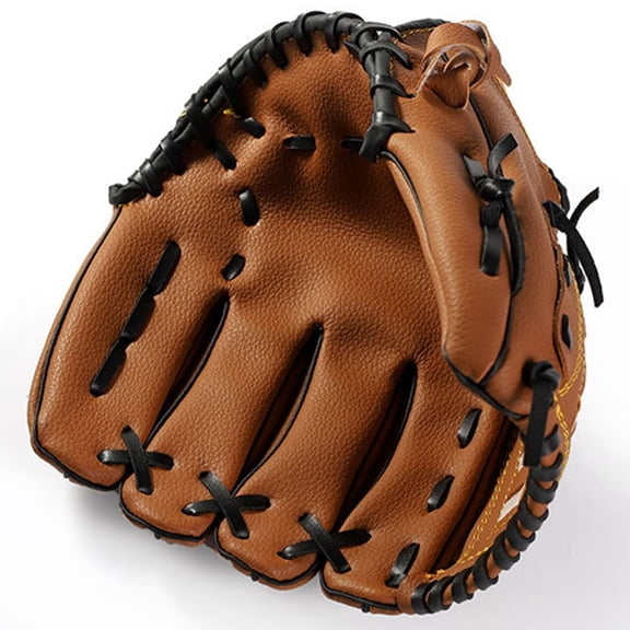 Biplut Baseball Gloves Left Hand, Thickened Infield Pitcher Baseball Gloves, Softball Gloves, Children, Teenagers Adults Training Practice Softball Baseball Gloves (Brown,M)