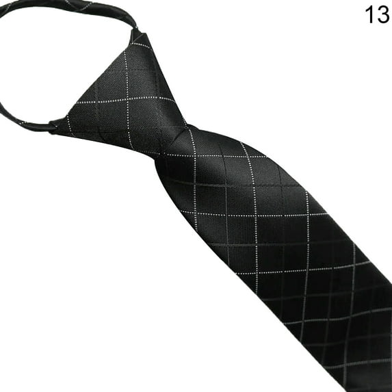 Biplut Business Tie Striped Zipper Men Plaid All Match Neck Tie for Wedding