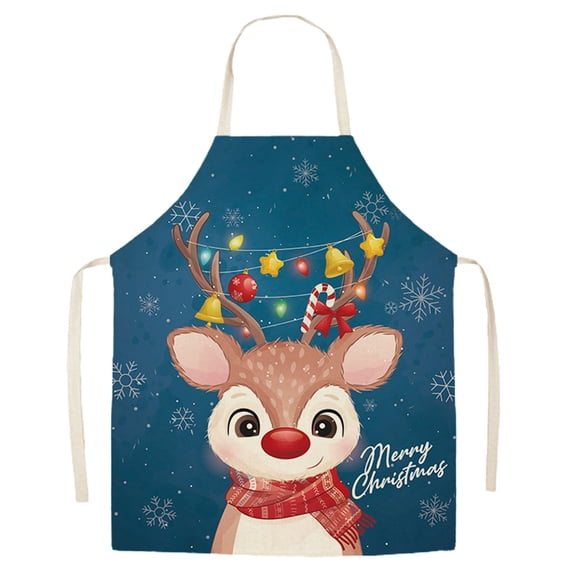 Biplut Christmas Apron Cartoon Christmas Pattern Strap Design Wear-Resistant Anti-oil Fadeless Dirt-resistant Washable Versatile Decorative Christmas Apron for Kitchen (Type G)