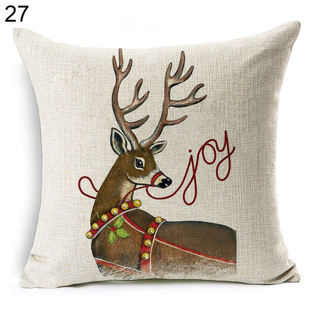 Biplut Christmas Dog Santa Claus Reindeer Cushion Cover Throw Pillow