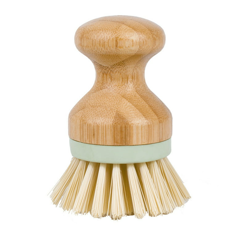 Biplut Cleaning Brush Round Head Soft Bristle Pure Wood Ergonomic Handle  Dish Scrubbing Brush for Home (Wooden Color)