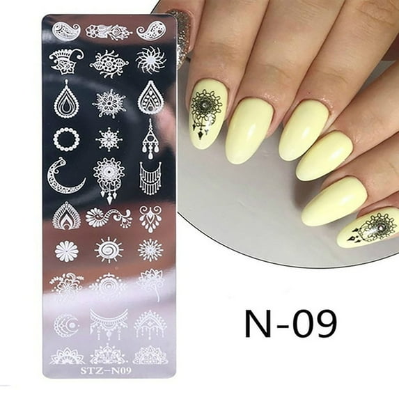 Biplut Double-Sided Head Stamper Polishing Painting Drawing Manicure Nail Art Pen Tool or Plate Mold (1pc Plate Mold Style 13)