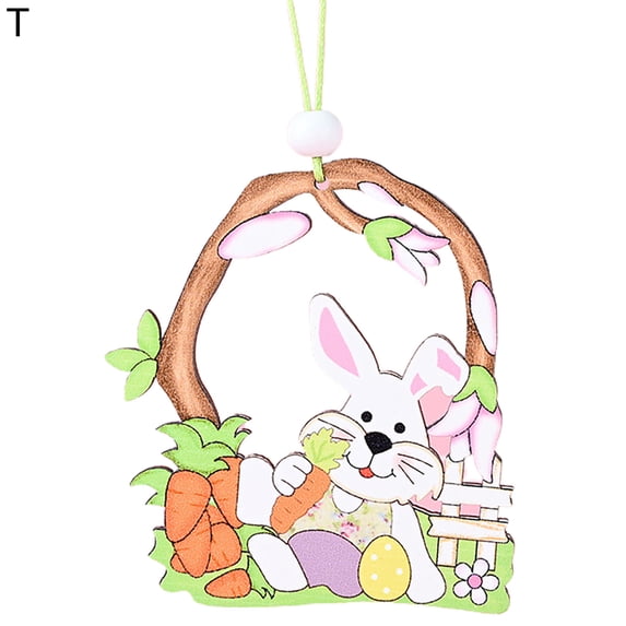 Biplut Easter Ornament Colorful DIY Burr-free Hanging Egg Chick Rabbit Easter Decoration Holiday Supplies (Type T)