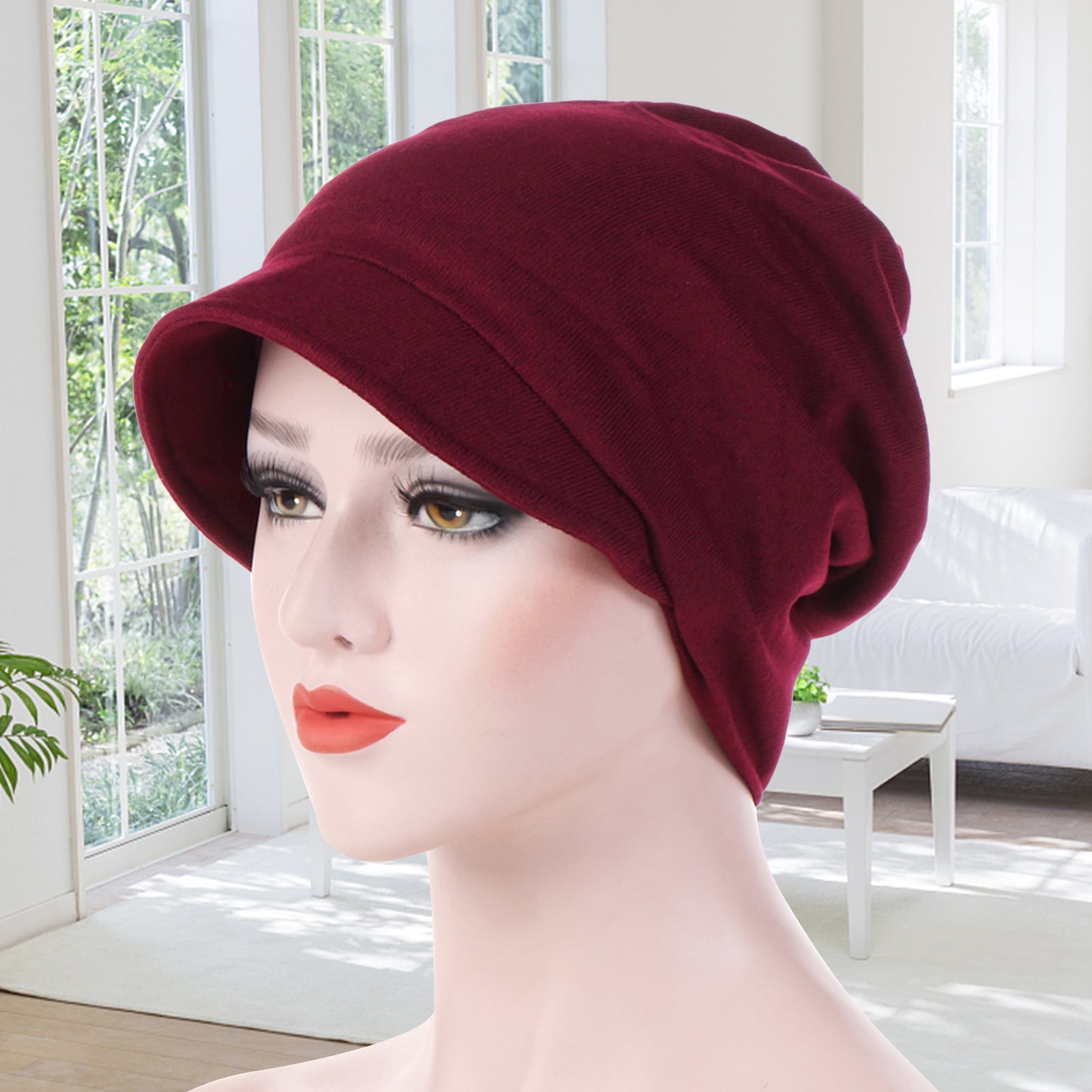 Biplut Fashion Warm Cotton Women Solid Color Beanie Cap for Autumn Winter 