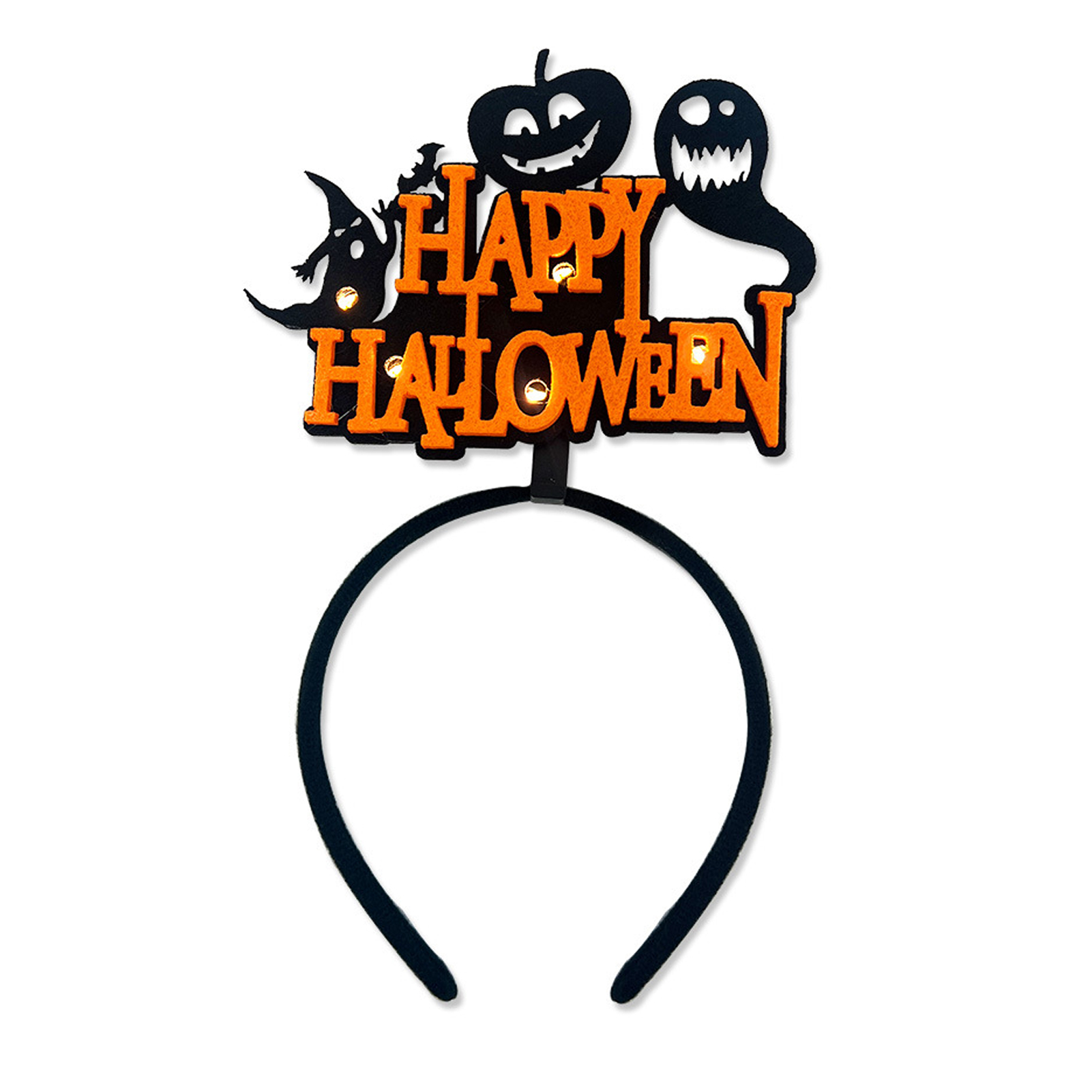 Biplut Happy Halloween Headband Spooky LED Glowing Spider Pumpkin Bat