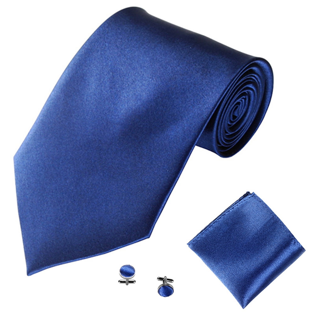 Biplut Men's Fashion Solid Color Suits Ties Necktie Cufflinks Hanky Set