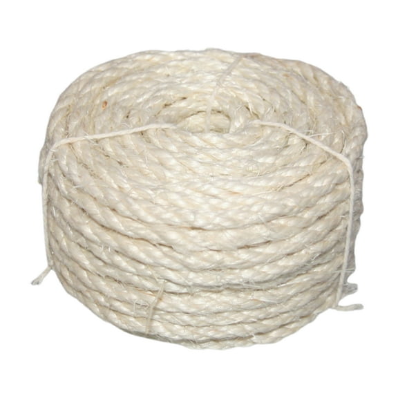 Biplut Natural Sisal Rope Heavy Duty Cat Scratcher Replacement Twine for Cat Scratching Post DIY Crafts Gardening (White,M)