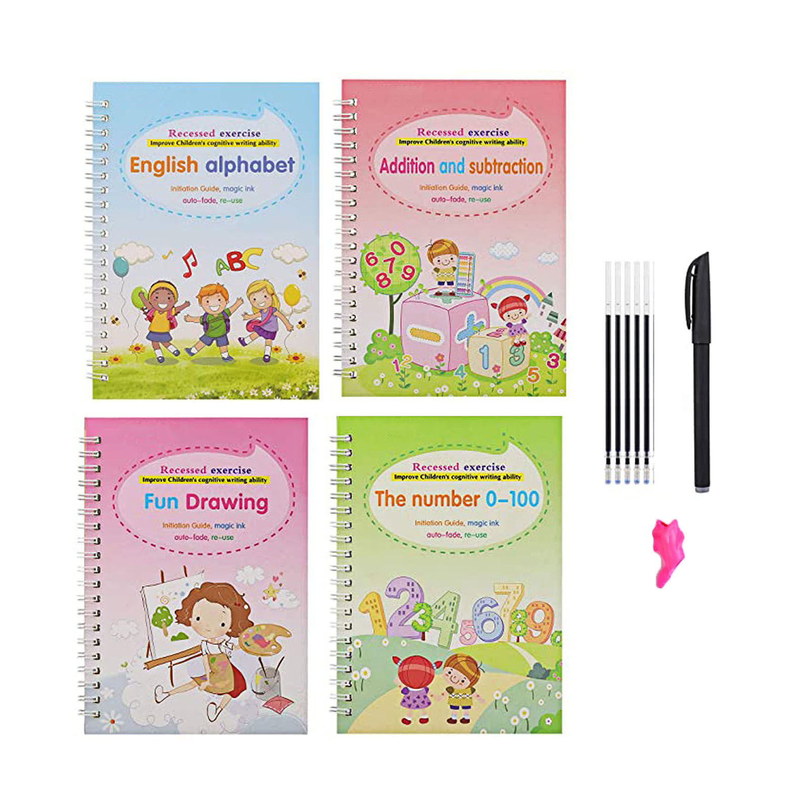 Biplut Practice Copybook English Version Groove Design Paper Handwriting  Children Calligraphy Book for Home (Type 2） 