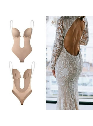 Backless Shapewear Bodysuit for Women Low Back Body Shaper Built-In Bra  Body Suit Thong Wedding Invisible Intimates Camisoles - AliExpress
