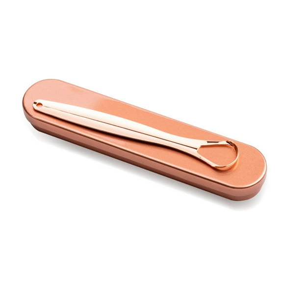 Biplut Tongue Brush Excellent Fit Ergonomics Handle 3 Types Stainless Steel Tongue Scraper Metal Cleaner for Home Use (Rose Gold,Single pack)