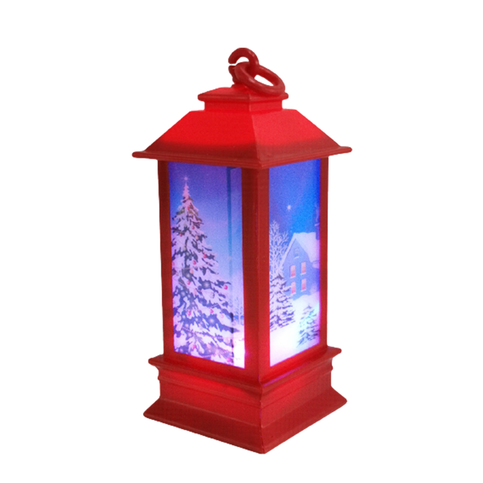 Biplut Vintage Outdoor Candle Lantern with LED Light Snowman/Sled