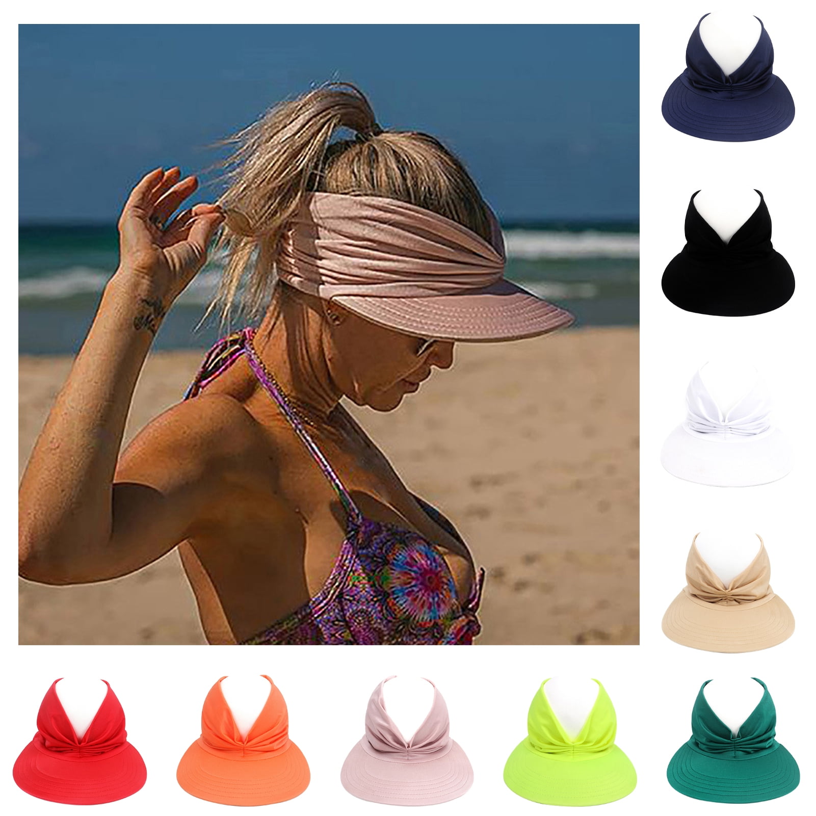 Biplut Women Sun Hat Anti-UV Wide Brim Sunscreen Protective Summer Hat for  Holiday 