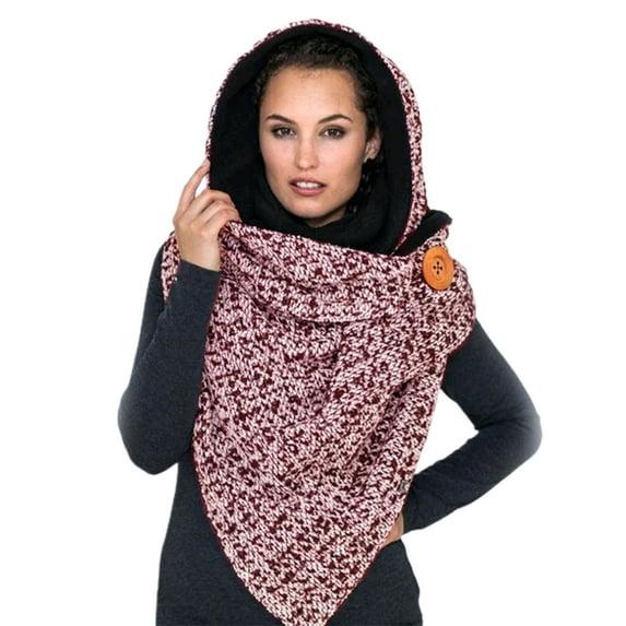 Biplut Women Winter Outdoor Thick Soft Warm Scarf Knitting Wraps Napkin Neckerchief (Red White)