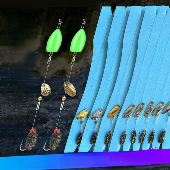Biqianwo Improve aiming rate Fishing Lures Melon Seeds Sequined Suit Tied Finished Sequins Durable Fly Hook Fishing Set