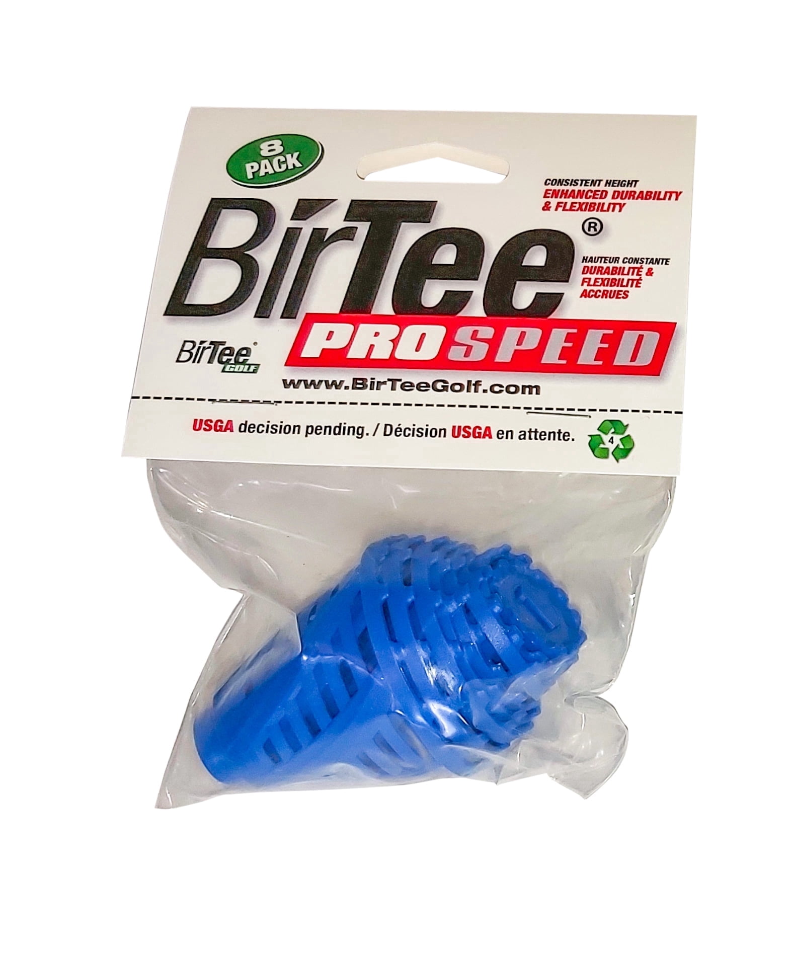 BirTee Golf Tees - PRO Speed Version with Enhanced Durability - 8 Pack. Indoor Golf Tees/Golf Simulator Tees/Winter Golf Tees