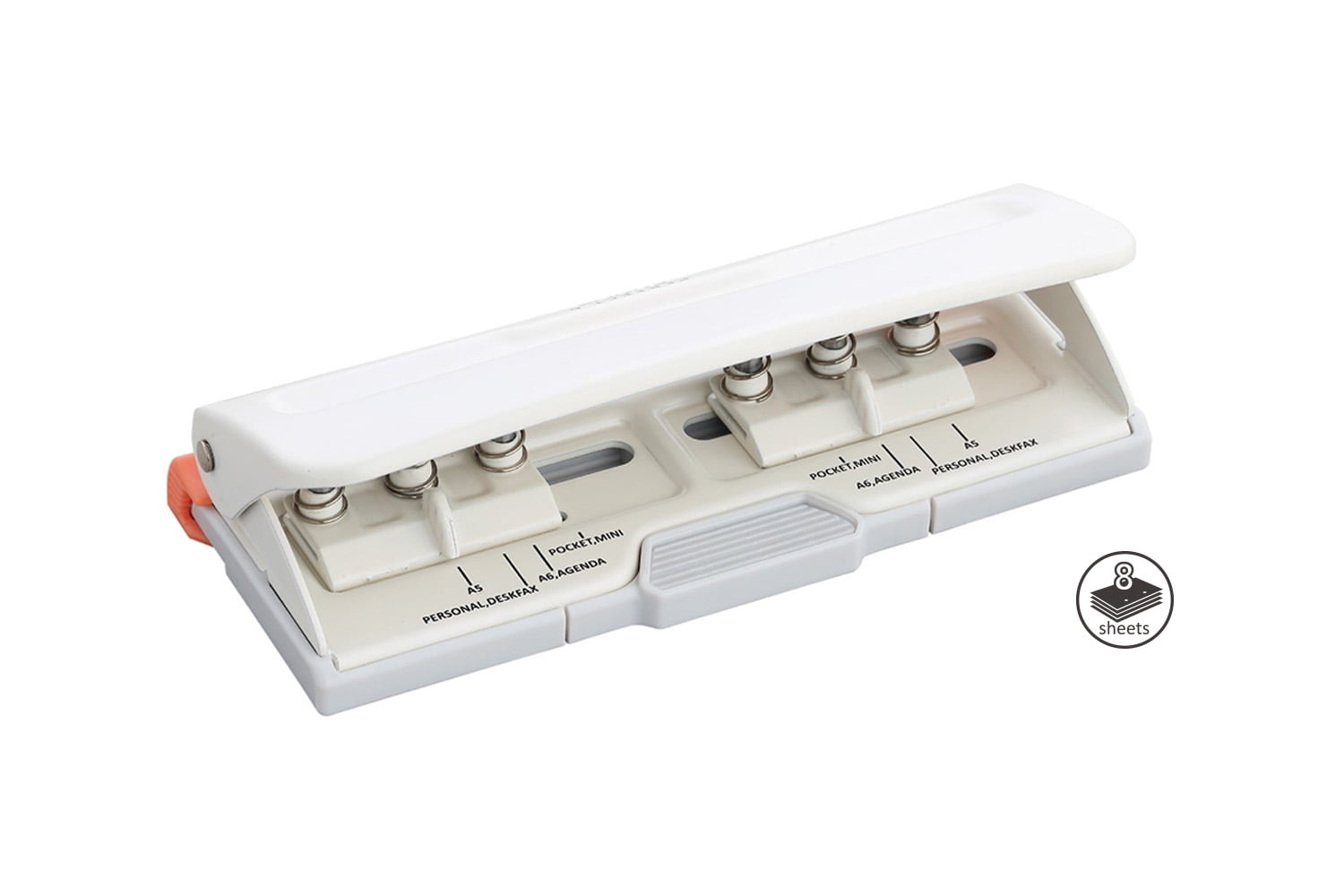 Bira Adjustable 6 Hole Punch, Off White, 8 Sheet Capacity, Mini/Pocket A3 /  A4 / A5 / A6 / Agenda/Personal/Deskfax, Performance Guaranteed. 