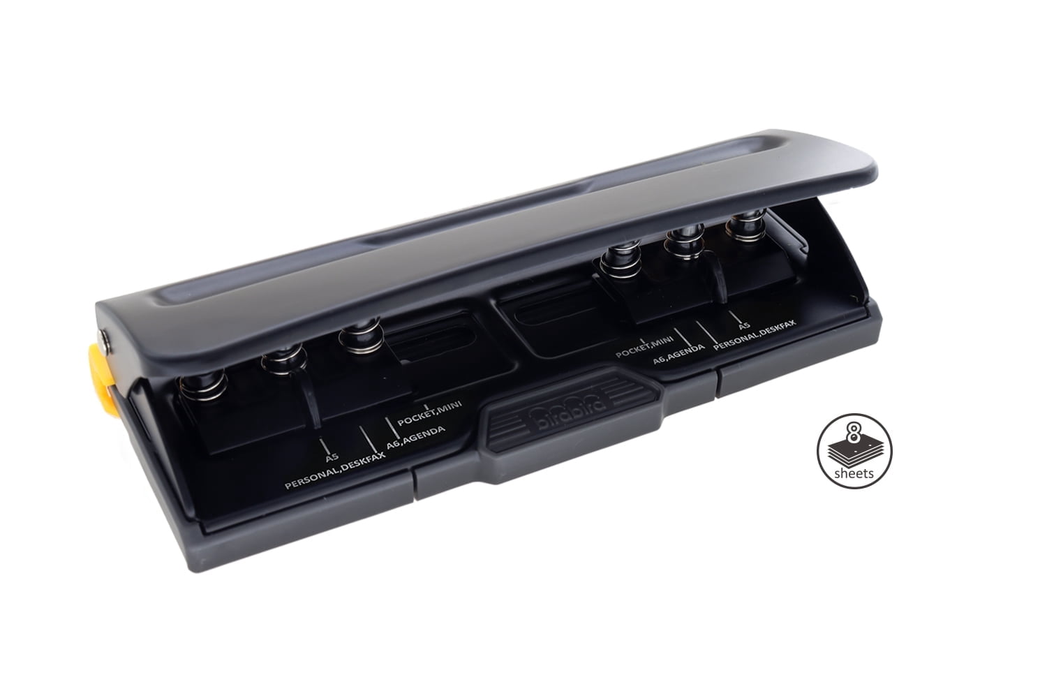 Bira Craft Adjustable 6 Hole Punch, Black, 8 Sheet Capacity, Mini/Pocket A3 / A4 / A5 / A6 / Agenda/Personal/Deskfax, Performance Guaranteed.