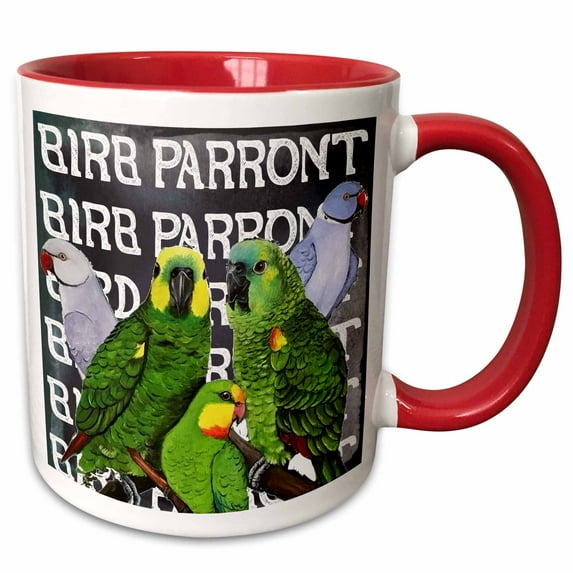 3drose, Birb Parront Amazons Ringnecks and Regent, 11oz Two-tone Red Mug