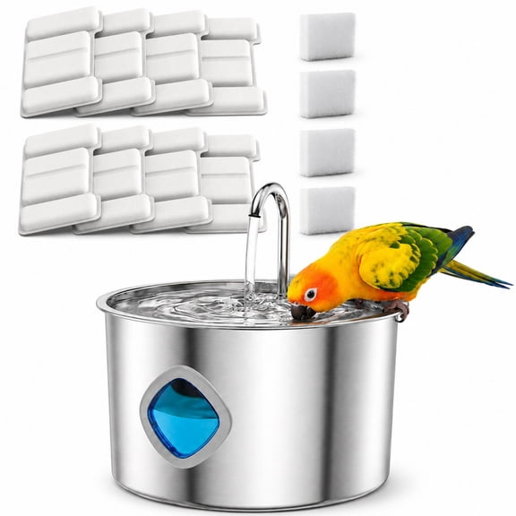 BirbFlow Parrot Fountain, 3-Layer Filter with 304 Stainless Steel, See-Through Water Level Window, Automatic Bird Waterer, Easy Clean in 5 Minutes, Bird-Specific Safety Design
