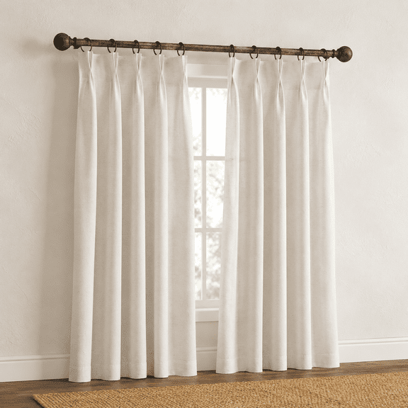 Birch 40"W x 92"L (Pack of 2) Pinch Pleated Linen Light Filtering Curtain Panels