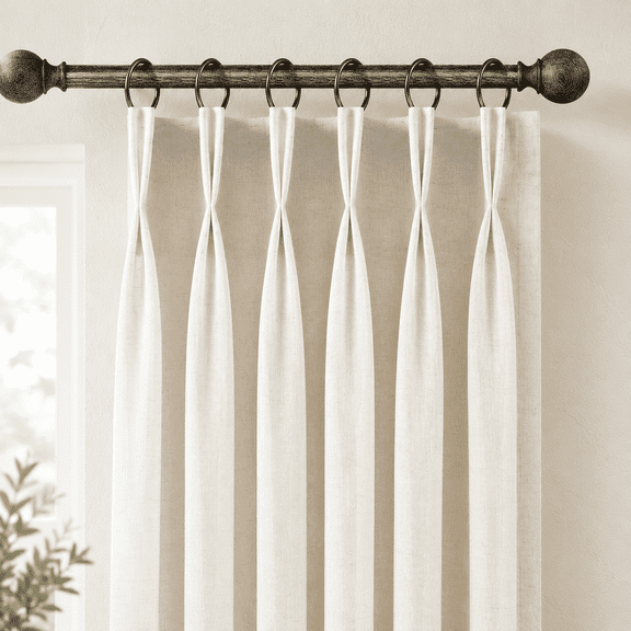 Birch 40"W x 94"L (Pack of 2) Pinch Pleated Linen Light Filtering Curtains