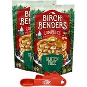 Birch Benders Gluten Free Pancake and Waffle Mix, 14 oz (Pack of 2) with By The Cup Swivel Spoons