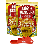 Birch Benders Organic Buttermilk Pancake and Waffle Mix, 16oz (Pack of 2) with By The Cup Swivel Spoons