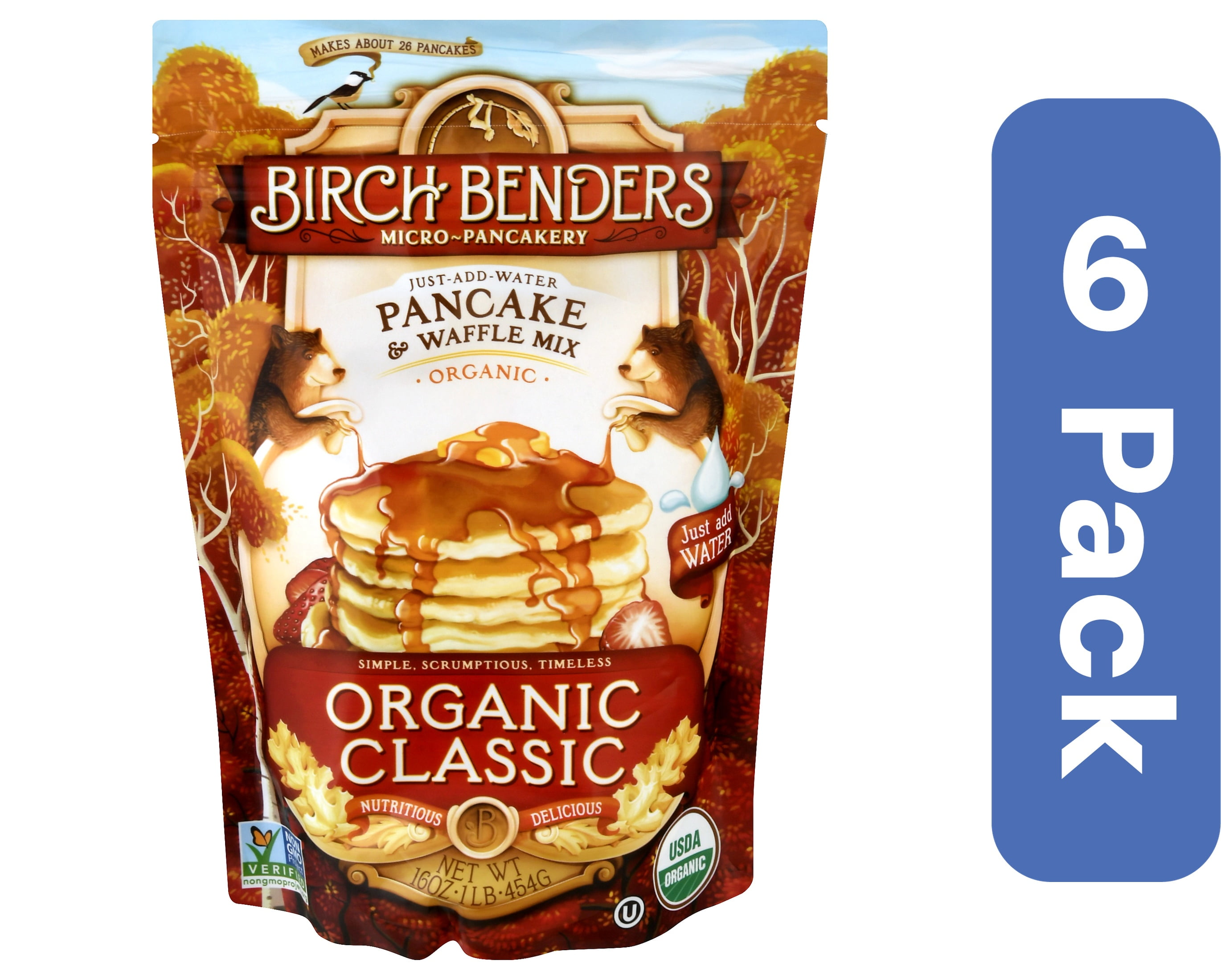 Birch Benders Pancake Mix Just Add Water Classic 16 oz (Pack Of 6)
