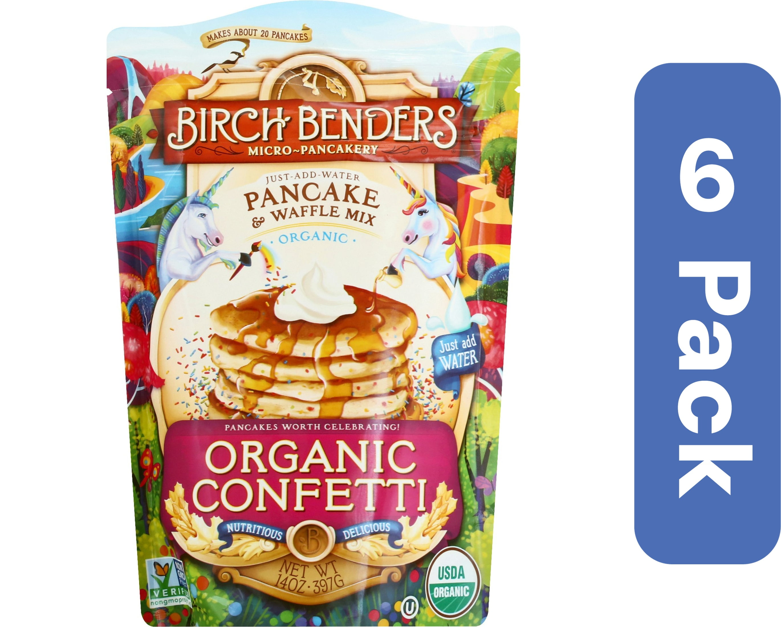 Birch Benders Pancake Waffle Mix Confetti 14 oz (Pack of 6)