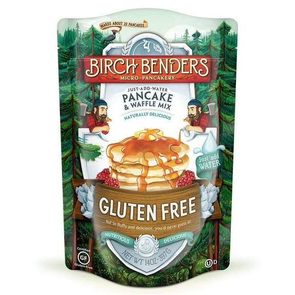 Birch Benders Pancake & Waffle Mix Gluten Free Plain 14 oz Pack of 3