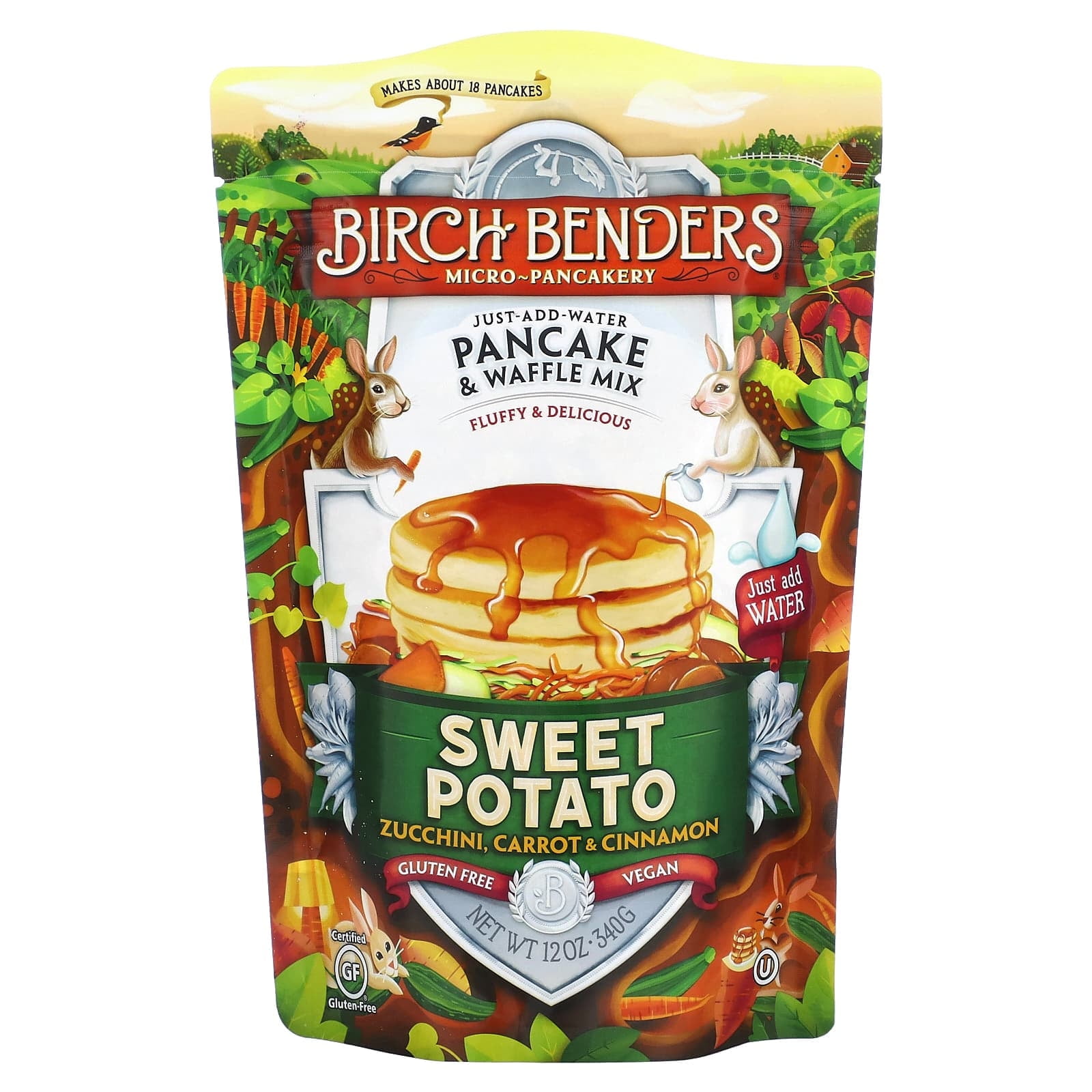 Birch Benders, Pancake & Waffle Mix, Sweet Potato, 12 oz (340 g) Pack of 3