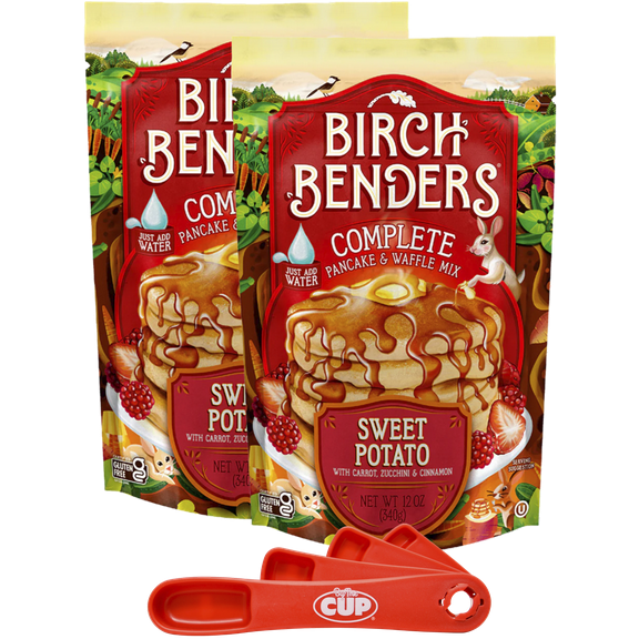 Birch Benders Sweet Potato Pancake and Waffle Mix, 12 oz (Pack of 2) with Swivel Spoons