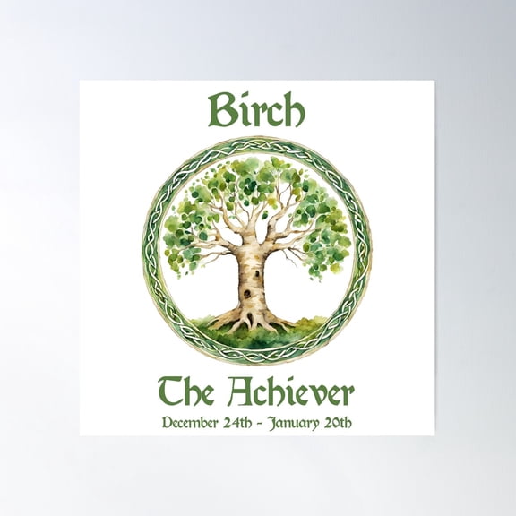 Birch Celtic Birth Tree Poster Wall Art, Modern Wall Decor For Living Room Bedroom, 24x24 UNFRAMED